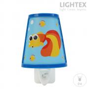 Нощна лампа за контакт MARE E14 синя 100x125x160mm Lightex