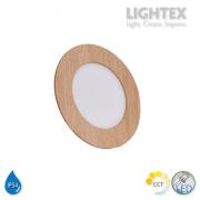LED луна BEKA за вграждане влагозащитена 220V 5W IP54 CCT 425lm Ø95mm/cut 75mm цвят бук Lightex