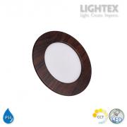 LED луна BEKA за вграждане влагозащитена 220V 5W IP54 CCT 425lm Ø95mm/cut 75mm цвят венге Lightex