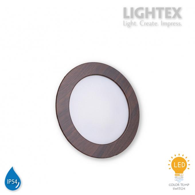 LED луна BEKA за вграждане влагозащитена 220V 9W IP54 CCT 765lm Ø128mm/cut 110mm цвят венге Lightex