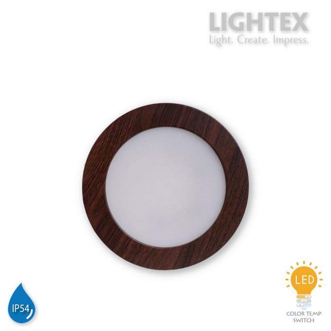 LED луна BEKA за вграждане влагозащитена 220V 9W IP54 CCT 765lm Ø128mm/cut 110mm цвят венге Lightex