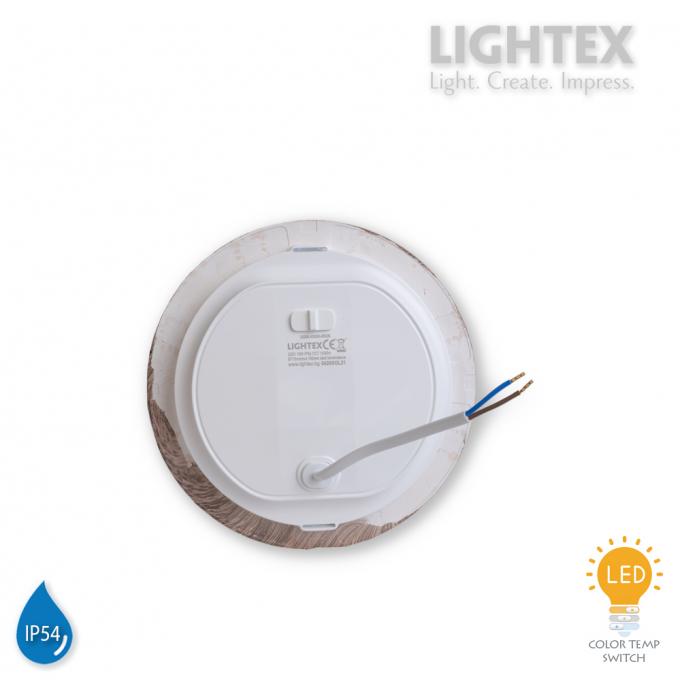 LED луна BEKA за вграждане влагозащитена 220V 9W IP54 CCT 765lm Ø128mm/cut 110mm цвят венге Lightex