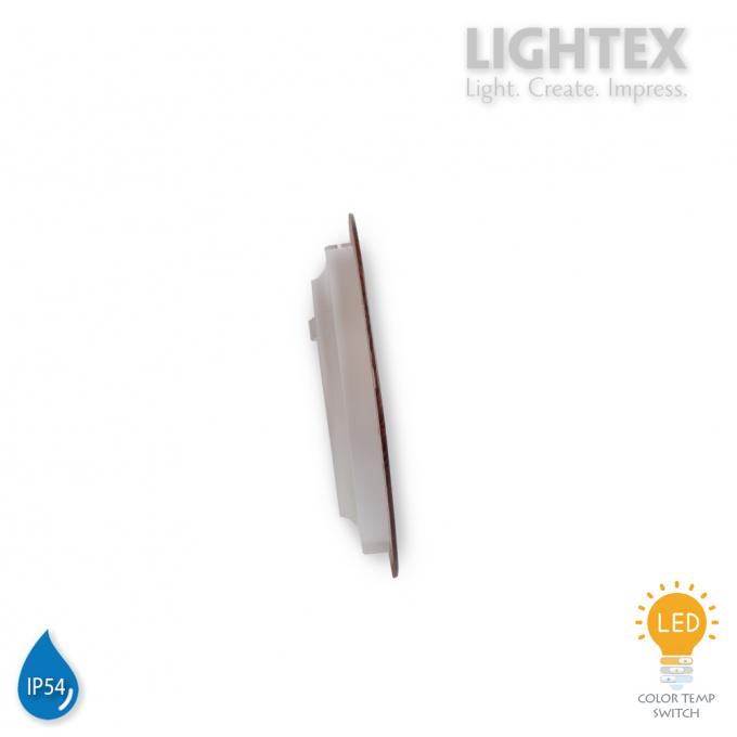 LED луна BEKA за вграждане влагозащитена 220V 9W IP54 CCT 765lm Ø128mm/cut 110mm цвят венге Lightex