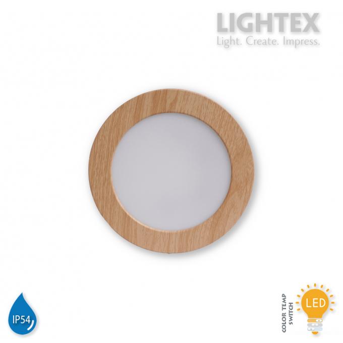 LED луна BEKA за скрит и открит монтаж влагозащитена 220V 12W IP54 CCT 1020lm Ø145xH31mm/ cut Ø125mm цвят бук Lightex