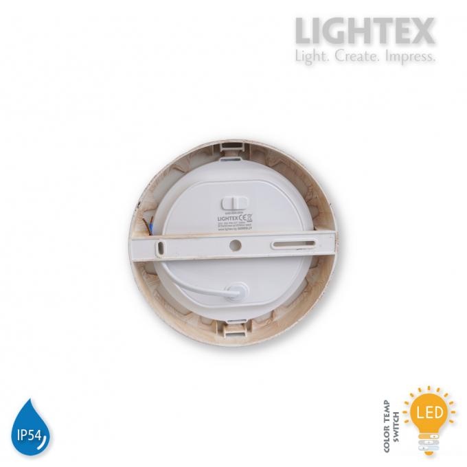 LED луна BEKA за скрит и открит монтаж влагозащитена 220V 12W IP54 CCT 1020lm Ø145xH31mm/ cut Ø125mm цвят бук Lightex