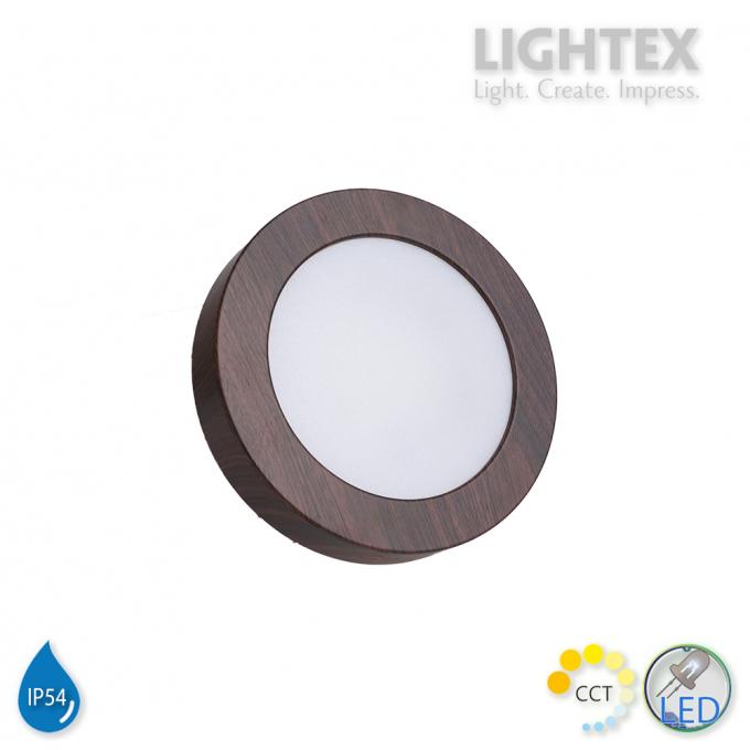 LED луна BEKA за скрит и открит монтаж влагозащитена 220V 12W IP54 CCT 1020lm Ø145xH31mm/ cut Ø125mm цвят венге Lightex