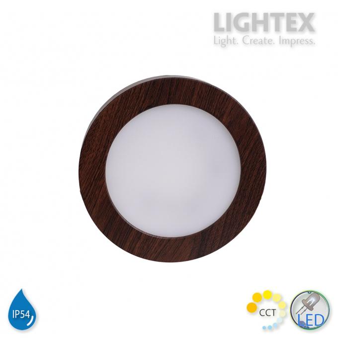 LED луна BEKA за скрит и открит монтаж влагозащитена 220V 12W IP54 CCT 1020lm Ø145xH31mm/ cut Ø125mm цвят венге Lightex