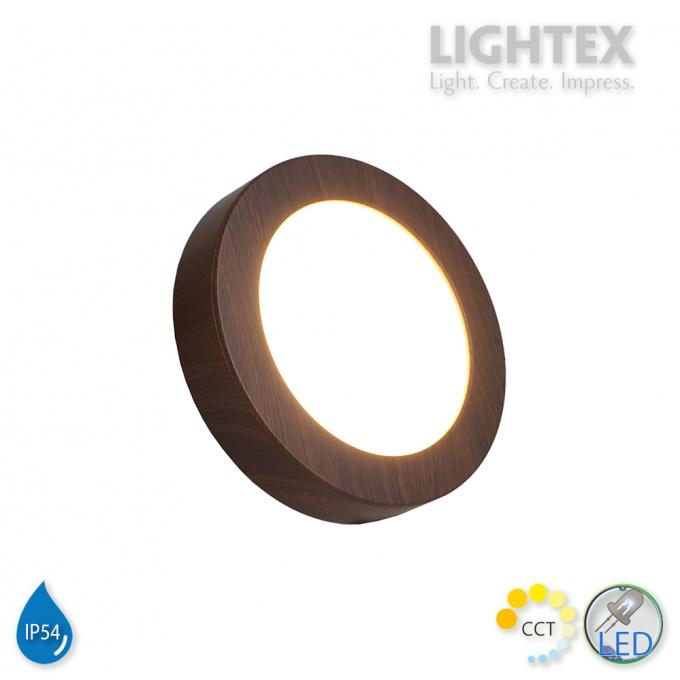 LED луна BEKA за скрит и открит монтаж влагозащитена 220V 12W IP54 CCT 1020lm Ø145xH31mm/ cut Ø125mm цвят венге Lightex