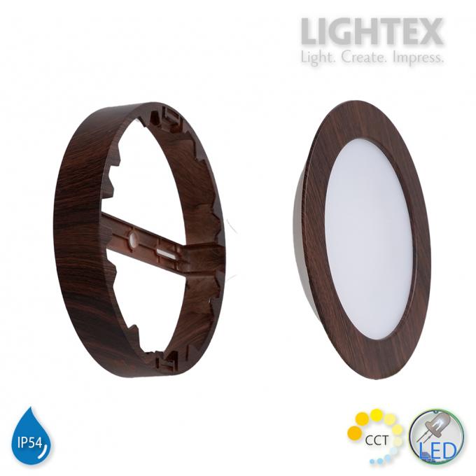 LED луна BEKA за скрит и открит монтаж влагозащитена 220V 12W IP54 CCT 1020lm Ø145xH31mm/ cut Ø125mm цвят венге Lightex
