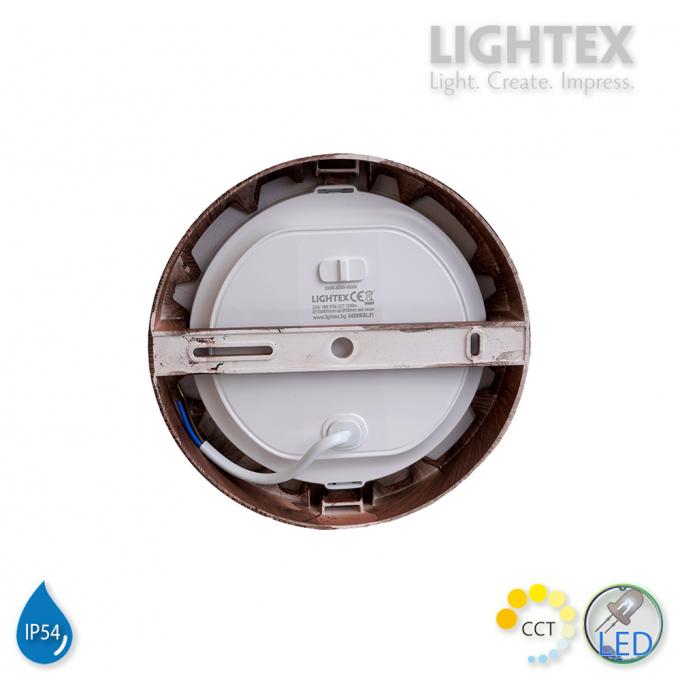 LED луна BEKA за скрит и открит монтаж влагозащитена 220V 12W IP54 CCT 1020lm Ø145xH31mm/ cut Ø125mm цвят венге Lightex