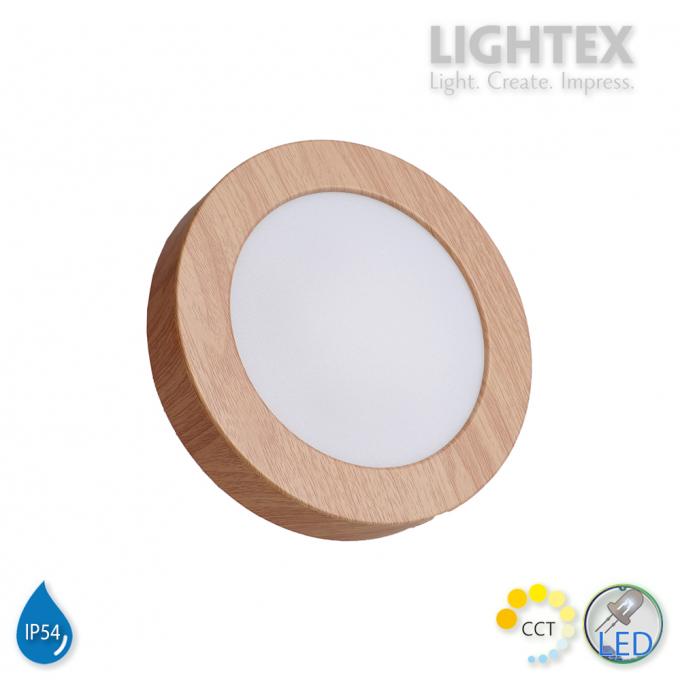 LED луна BEKA за скрит и открит монтаж влагозащитена 220V 18W IP54 CCT 1530lm Ø170xH31mm/ cut Ø150mm цвят бук Lightex