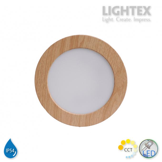 LED луна BEKA за скрит и открит монтаж влагозащитена 220V 18W IP54 CCT 1530lm Ø170xH31mm/ cut Ø150mm цвят бук Lightex