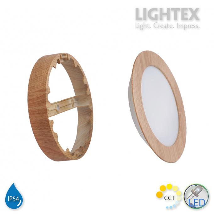 LED луна BEKA за скрит и открит монтаж влагозащитена 220V 18W IP54 CCT 1530lm Ø170xH31mm/ cut Ø150mm цвят бук Lightex
