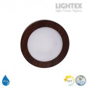 LED луна BEKA за скрит и открит монтаж влагозащитена 220V 18W IP54 CCT 1530lm Ø170xH31mm/ cut Ø150mm цвят венге Lightex