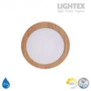 LED луна BEKA за скрит и открит монтаж влагозащитена 220V 24W IP54 CCT 2040lm Ø225xH32mm/ cut Ø205mm цвят бук Lightex