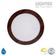 LED луна BEKA за скрит и открит монтаж влагозащитена 220V 24W IP54 CCT 2040lm Ø225xH32mm/ cut Ø205mm цвят венге Lightex