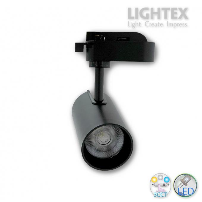 LED прожектор за шина DIEGO 10W 220V 3000K/4000K/5000K 800lm с ключ за смяна на цветна температура Ø60х110mm черен Lightex