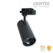 LED прожектор за шина DIEGO 30W 220V 3000K/4000K/5000K 3000lm с ключ за смяна и цветна температура Ø75х160mm черен Lightex
