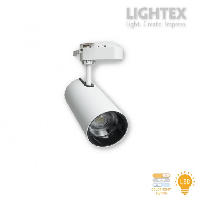 LED прожектор за шина DIEGO 30W 220V 3000K/4000K/5000K 3000lm с ключ за смяна и цветна температура Ø75х160mm бял Lightex