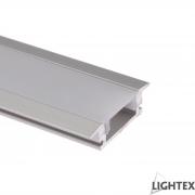 Алуминиев профил за led лента за вграждане 24.7мм x7mm-2 м. с матиран разсейвател,капачки и държачи Lightex