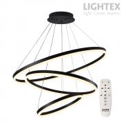 LED Полилей CATERINA черен с дистанционно 130W 3000K-6500K 7800lm 220V ф800+ф600ф+ф400 x1000mm Lightex